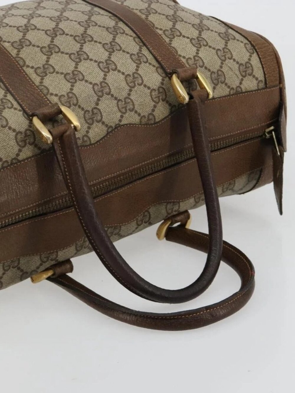 GUCCI GG Supreme Boston Bag PVC Beige Gold Auth 184499 - Picture 8 of 14
